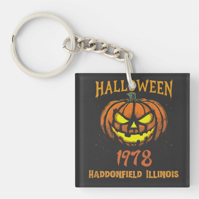 Halloween 1978 Holiday Spooky Myers Pumpkin Haddon Key Ring (Front)