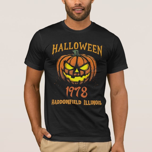 Halloween 1978 Holiday Spooky Myers Pumpkin Haddon T-Shirt (Front)