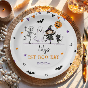 Halloween 1st Birthday Girls Ghost Paper Plate