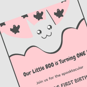 Halloween 1st birthday invitation Ghost Little boo