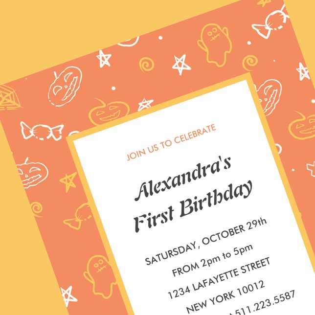Halloween 1st birthday invitations autumn orange (halloween-1st-birthday-invitations-autumn-orange-1)