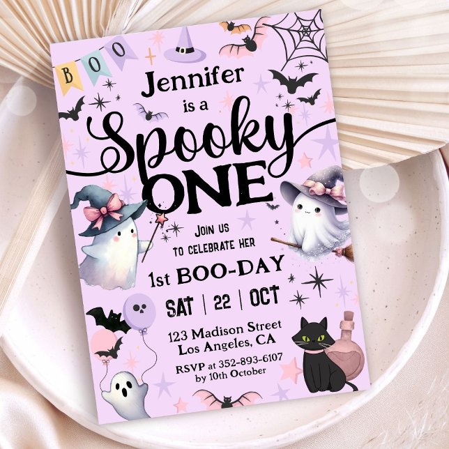 Halloween 1st Birthday Party Ghost Girl Spooky One Invitation (Creator Uploaded)