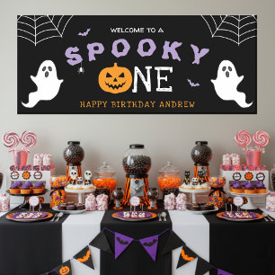 Halloween 1st Birthday Spooky One Ghost Gothic Banner