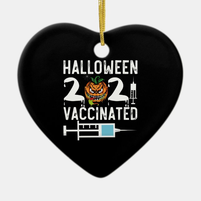 Halloween 2021 Vaccinated Funny Costume Ceramic Tree Decoration (Front)
