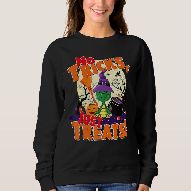 Halloween 2022 Dinosaur Witch No Tricks  Just Trea Sweatshirt (Front)