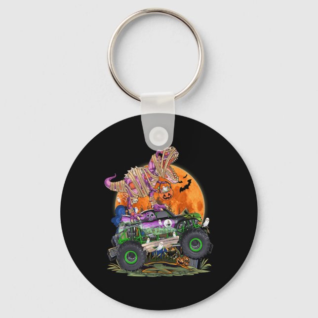 Halloween 2023 Dinosaur Skeleton T rex Scary Pumpk Key Ring (Front)