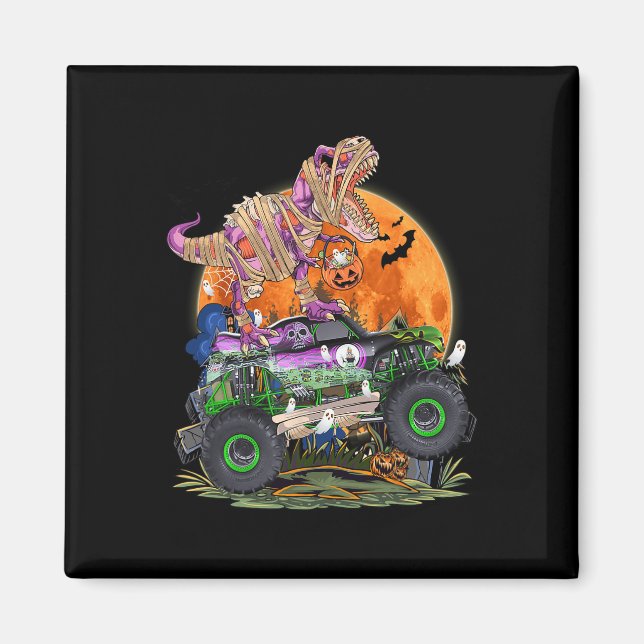 Halloween 2023 Dinosaur Skeleton T rex Scary Pumpk Magnet (Front)