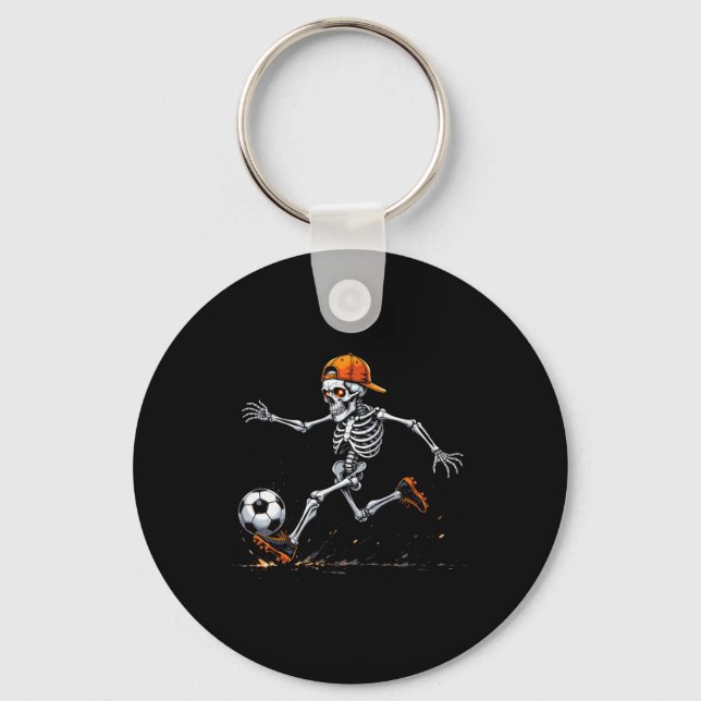 Halloween 2025 Funny Skeleton Soccer Footll Player Key Ring (Front)
