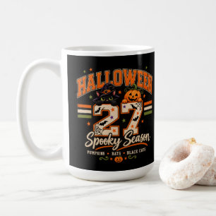 Halloween 27 Spooky Season Varsity Black Cat Coffee Mug