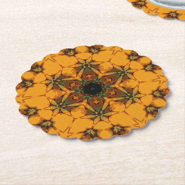 Halloween 2 Geometric Mandala 6 Pattern Paper Coaster (Angled)