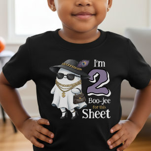 Halloween 2nd Birthday Funny Ghost Two Boujee Toddler T-Shirt