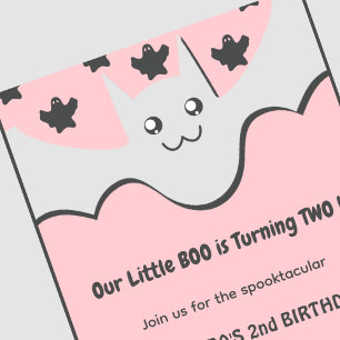 halloween 2nd birthday invitation Ghost Little boo