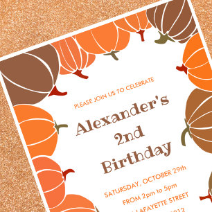 Halloween 2nd birthday invitations pumpkin cute