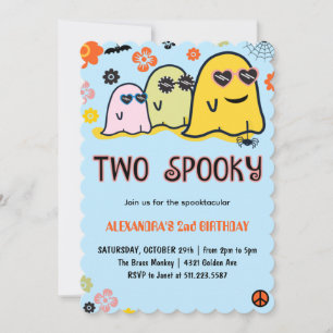 Halloween 2nd birthday spooktacular ghosts retro invitation