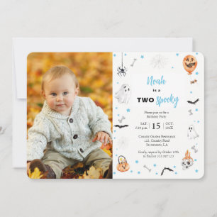Halloween 2nd birthday spooky one boy photo invitation