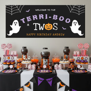 Halloween 2nd Birthday Terri-Boo Twos Ghost Gothic Banner