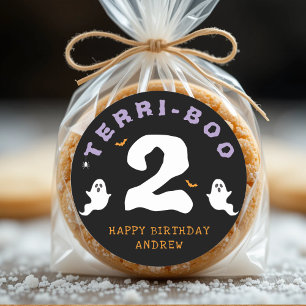 Halloween 2nd Birthday Terri-Boo Twos Ghost Gothic Classic Round Sticker