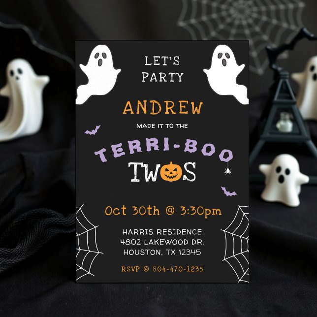 Halloween 2nd Birthday Terri-Boo Twos Ghost Gothic Invitation (Halloween 2nd Birthday Terri-Boo Twos Ghost Gothic Invitation
)