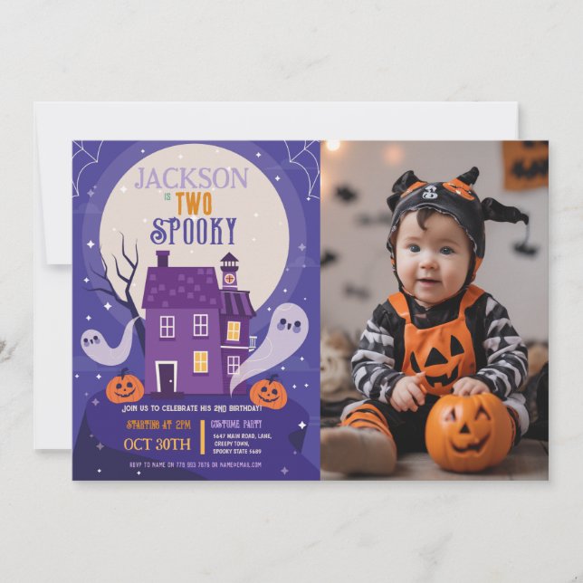 Halloween 2nd Ghosts Two Photo House Party Haunted Invitation (Front)