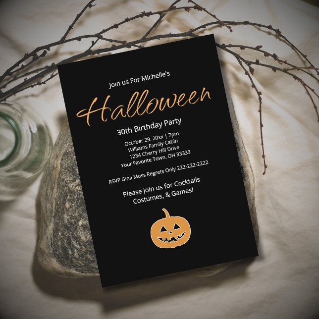 Halloween 30th Birthday Party Jack O'Lantern Invitation (Creator Uploaded)