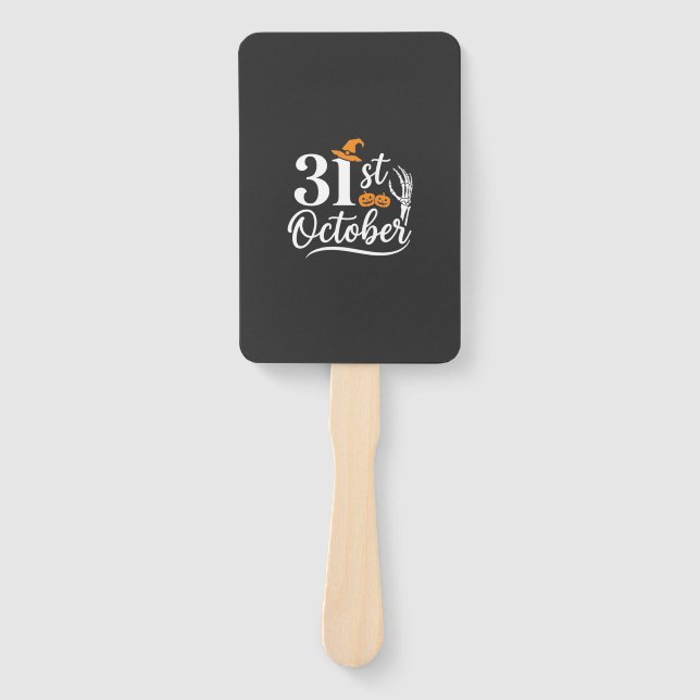 Halloween 31st October Pumpkin Witch Hat Design_1 Hand Fan (Front)
