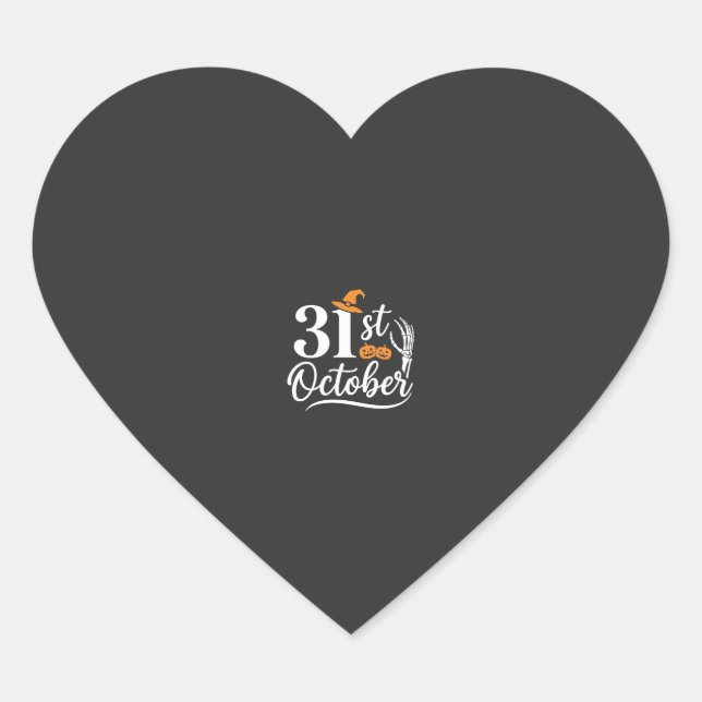 Halloween 31st October Pumpkin Witch Hat Design_1 Heart Sticker (Front)
