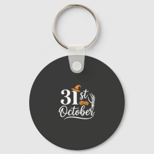 Halloween 31st October Pumpkin Witch Hat Design_1 Key Ring