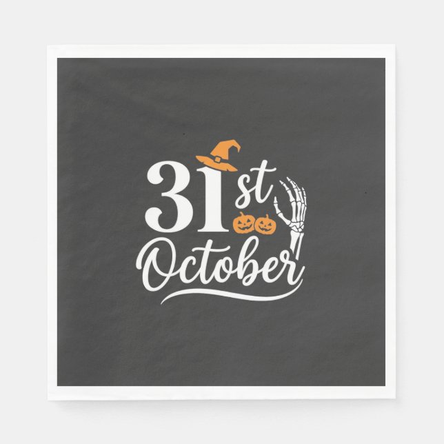 Halloween 31st October Pumpkin Witch Hat Design_1 Napkin (Front)