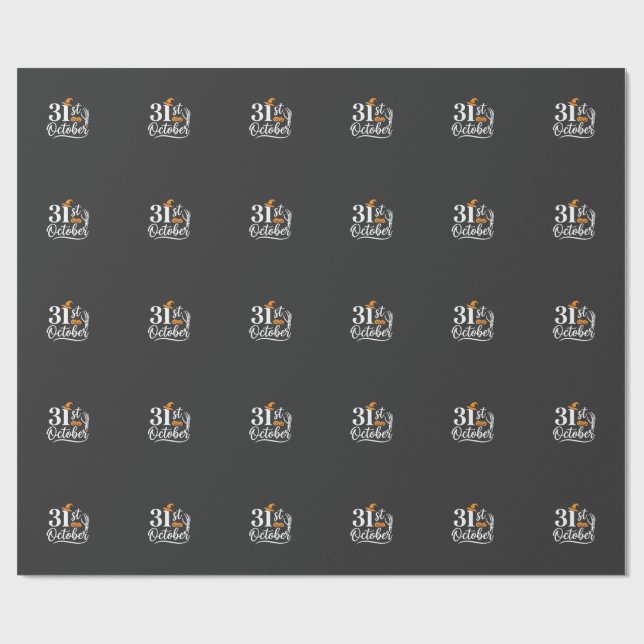 Halloween 31st October Pumpkin Witch Hat Design_1 Wrapping Paper (Flat)