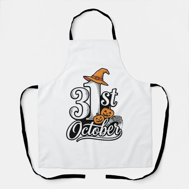 Halloween 31st October Typography Shirt Design_1 Apron (Front)