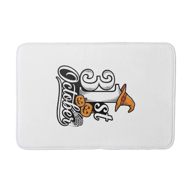 Halloween 31st October Typography Shirt Design_1 Bath Mat (Front)