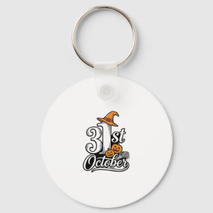 Halloween 31st October Typography Shirt Design_1 Key Ring