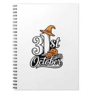 Halloween 31st October Typography Shirt Design_1 Notebook