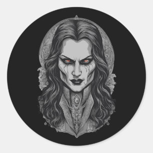 Halloween 3 vampire, scary, terrifying vampire, b classic round sticker