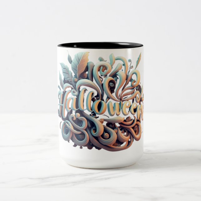 Halloween 3D Logo #2 Two-Tone Coffee Mug (Center)