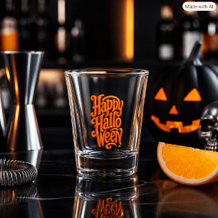 Halloween 3D-Typography Orange Holiday Party  Shot Glass