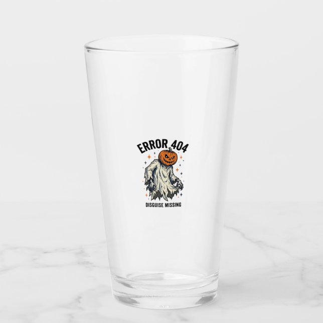 Halloween 404 Costume Pumpkin Ghost Error Design_1 Glass (Front)