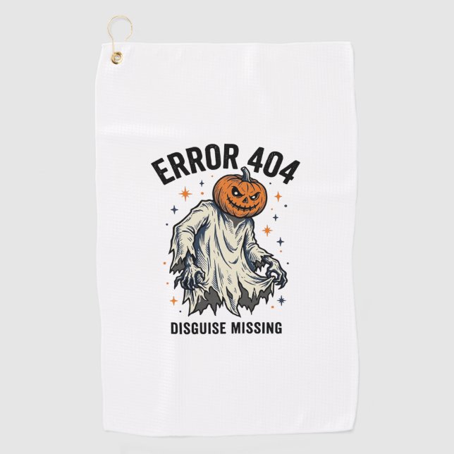 Halloween 404 Costume Pumpkin Ghost Error Design_1 Golf Towel (Front)