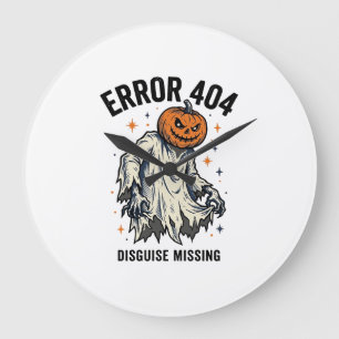 Halloween 404 Costume Pumpkin Ghost Error Design_1 Large Clock