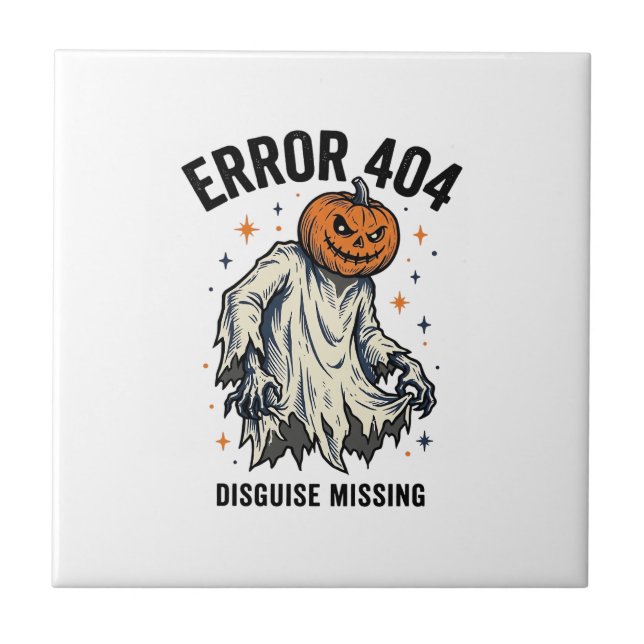 Halloween 404 Costume Pumpkin Ghost Error Design_1 Tile (Front)