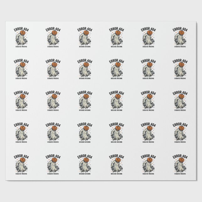 Halloween 404 Costume Pumpkin Ghost Error Design_1 Wrapping Paper (Flat)