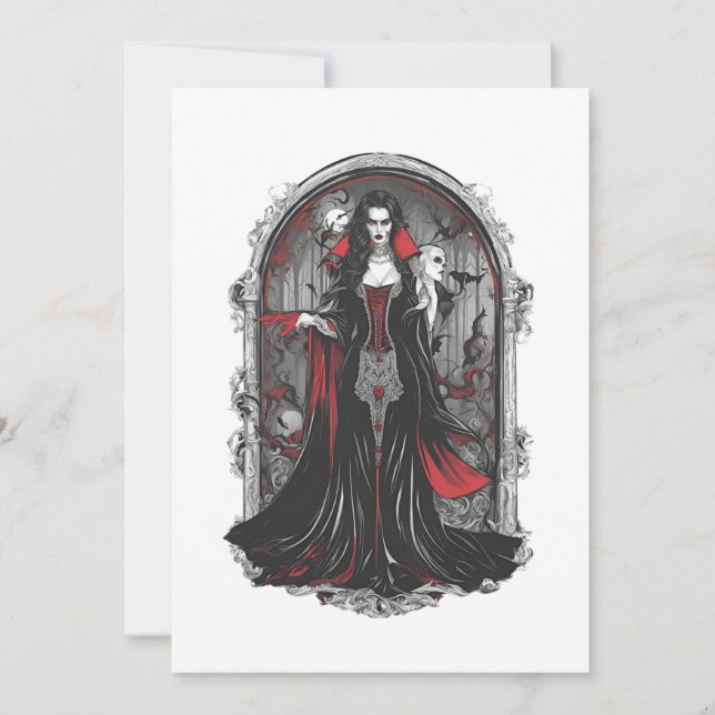 Halloween 4 vampire, scary monster, horror,  invitation (Front)