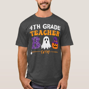 Halloween 4th Grade Teacher Boo Crew Cobweb Pumpki T-Shirt