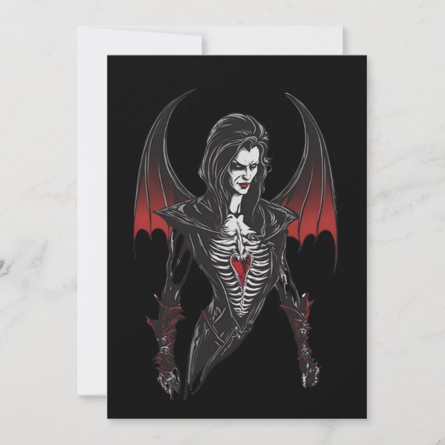 Halloween 6 vampire, b, scary monster, horror,  invitation (Front)