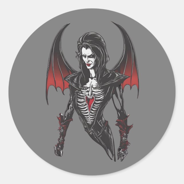 Halloween 6 vampire, funny, terrifying vampire,b classic round sticker (Front)