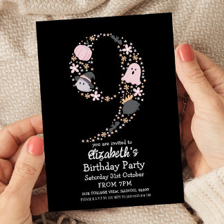 Halloween 9th Birthday  Invitation