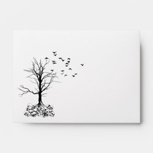 Halloween A6 Skull Tree Black and White Envelopes
