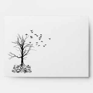 Halloween A7 Skull Tree Goth Black White Envelopes