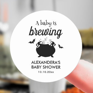 Halloween A Baby is brewing baby shower  Classic Round Sticker