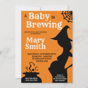 Halloween A Baby is Brewing Baby Shower Invitation